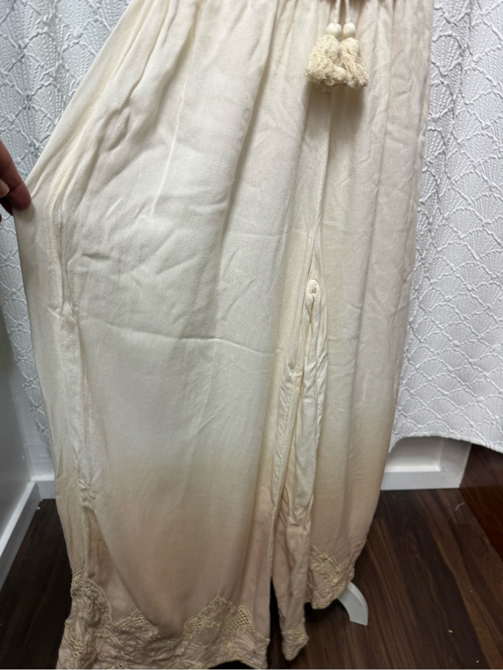 Surf Gypsy Cream Wide-Leg Pants with Tassel Detail - Picture 3 of 5